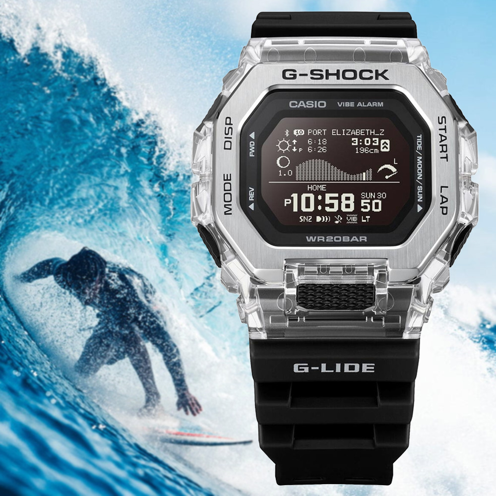 CASIO 卡西歐 G-SHOCK 衝浪 潮汐 藍芽連結 多功能 數位電子錶 GBX-100S-1