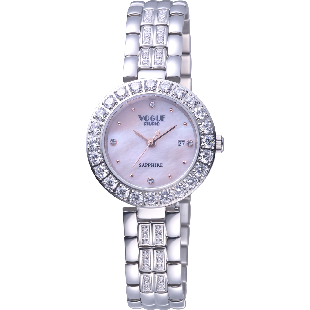 VOGUE 璀璨晶鑽時尚腕錶 VG2104W1P2DD/粉-29mm
