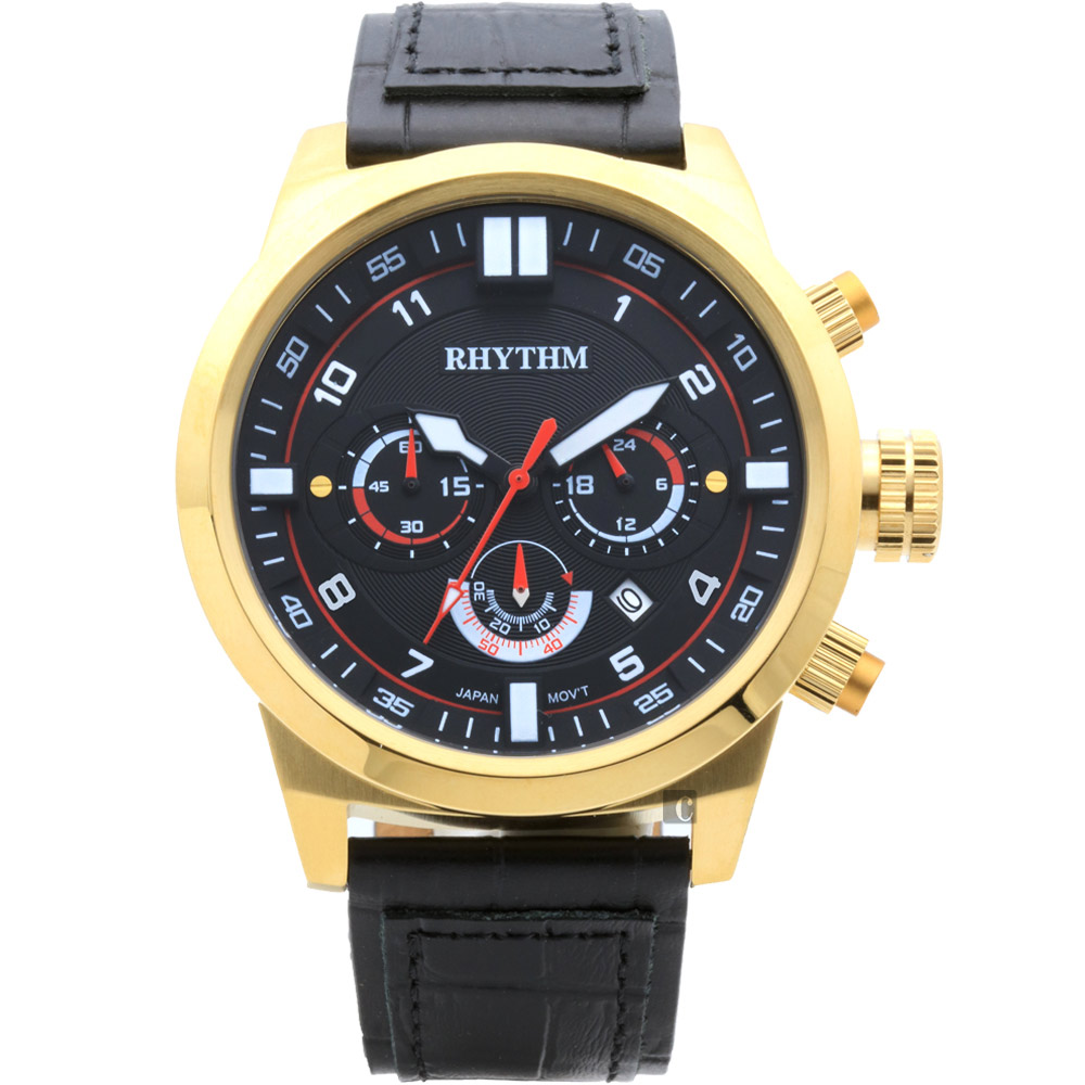 RHYTHM 日本麗聲 三眼計時手錶-48mm SI1602L02