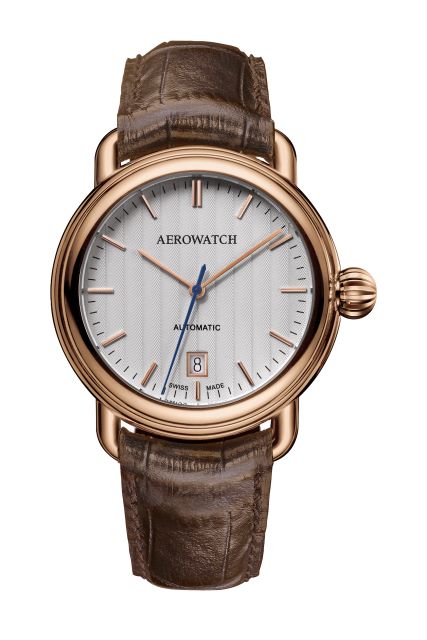 AEROWATCH 瑞士愛羅錶 直紋經典時刻機械錶款 - A60900 RO17