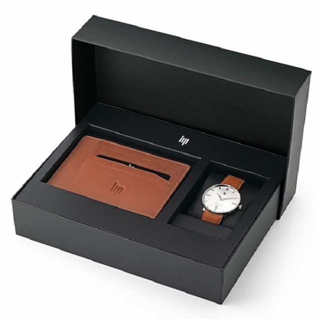 【lip】Himalaya時尚石英皮革腕錶x真皮配件套組-咖啡棕/670100