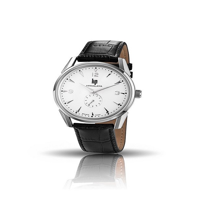 【lip】Dauphine時尚質白面皮革石英腕錶-黑銀款/671240