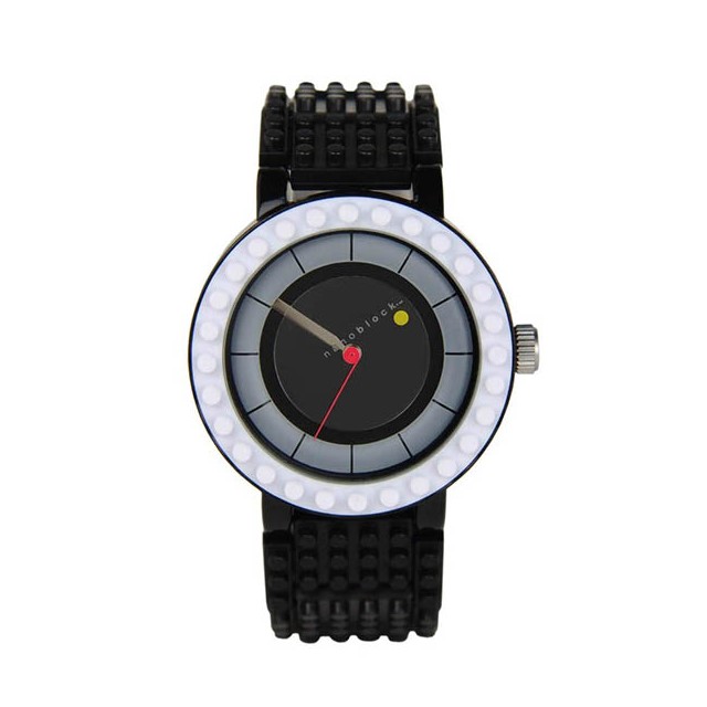 【nanoblock】圓框系列樂高積木錶-黑Ｘ白/ARD-06