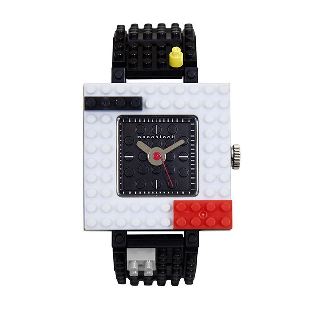 【nanoblock】方框系列樂高積木錶-黑Ｘ白/NSQ-05