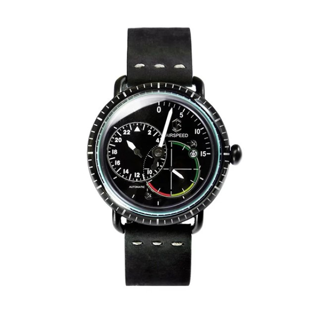 【CJR】AirSpeed三針一線復古飛行機械腕錶-寂靜黑/AS-IPB-BK-02