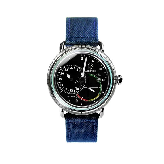 【CJR】AirSpeed三針一線復古飛行機械腕錶-天空藍/AS-SS-BK-07