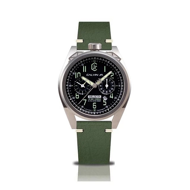 【CJR】Velocita日期計時潮流腕錶-軍綠款/VE-ARM