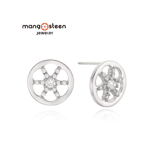 【Mango steen】Earrings韓國午夜時分時尚極光S925純銀鏤空款耳環-閃耀白/MJ0004S-EWW