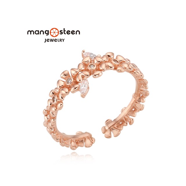 【Mango steen】Ring韓國甜美冠冕時尚玫金S925純銀水鑽款戒指-璀璨金/MJ0005S-RRGW
