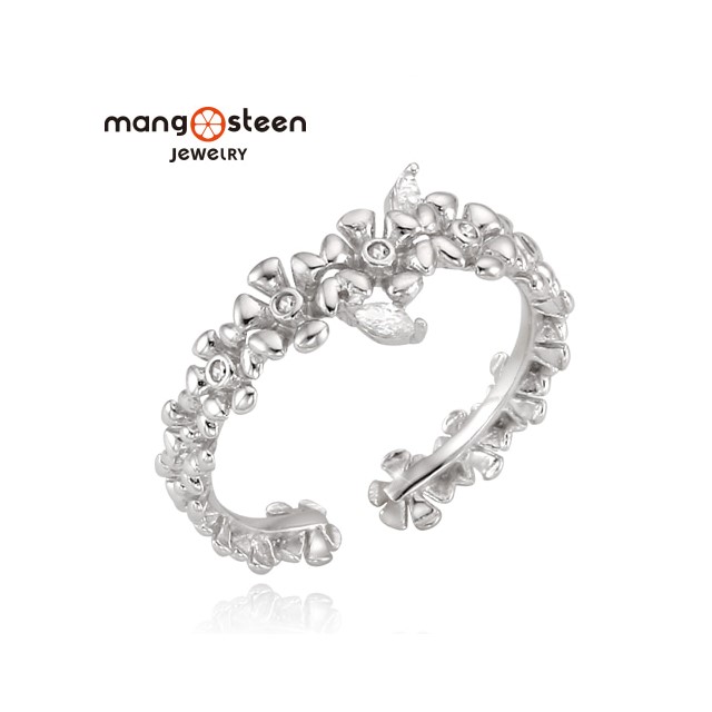 【Mango steen】Ring韓國甜美冠冕時尚S925極光純銀水鑽款戒指-璀璨銀/MJ0005S-RWW