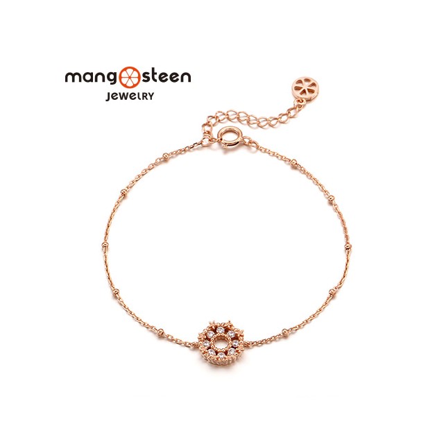 【Mango steen】Bracelet韓國甜美冠冕時尚玫金S925純銀水鑽款手鍊-名媛金/MJ0007S-BRGW