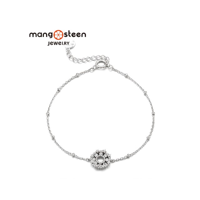 【Mango steen】Bracelet韓國甜美冠冕時尚S925極光純銀水鑽款手鍊-名媛銀/MJ0007S-BWW