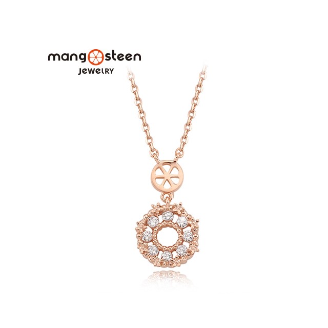 【Mango steen】Necklace韓國甜美冠冕時尚玫金S925純銀水鑽款項鍊-晶鑽金/MJ0007S-NRGW