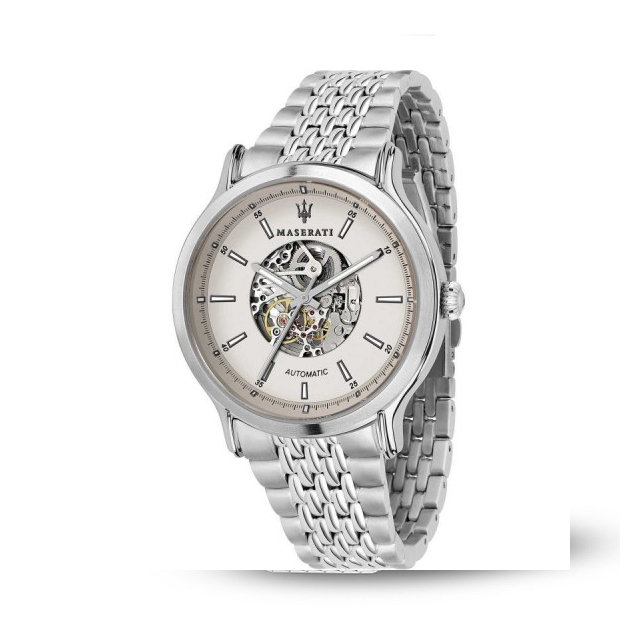 【Maserati 瑪莎拉蒂】LEGEND經典鏤空機械腕錶-銀白系/R8823138001