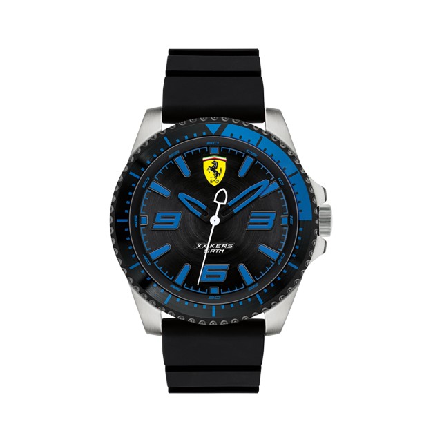 【Ferrari 法拉利】FORZA賽車鋸齒錶圈設計簡約橡膠腕錶-競速藍/FA0830466