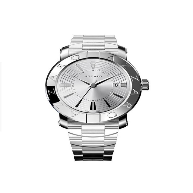 【Azzaro】HERITAGE GENT紳仕質感鋼帶腕錶-純銀款/AZ3460.12SM.000