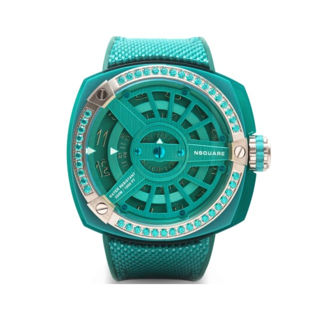 【NSQUARE】NICK甜美系列獨特三層方形設計腕錶-翡翠綠/G0369-N19.2