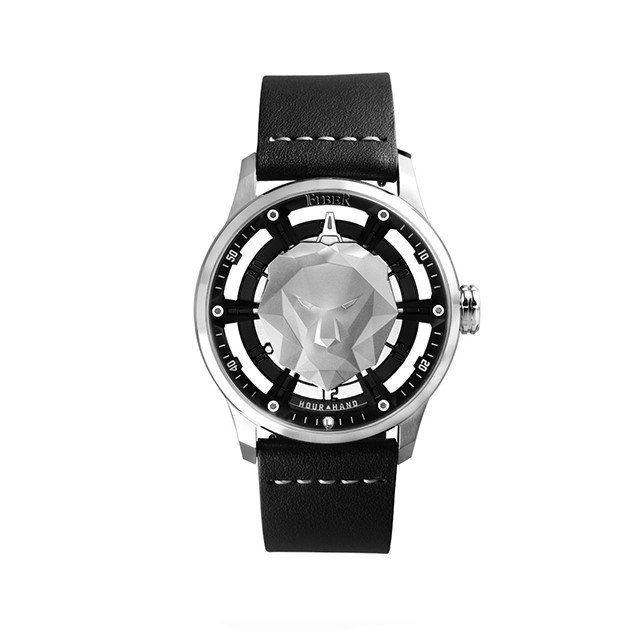 【FIBER】萬獸之王立體空間銀面機械腕錶-質感黑/FB8013-01