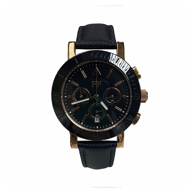 【Folli Follie】精緻奢華簡約三眼時尚腕錶-個性黑/WF18R030SEK_BK