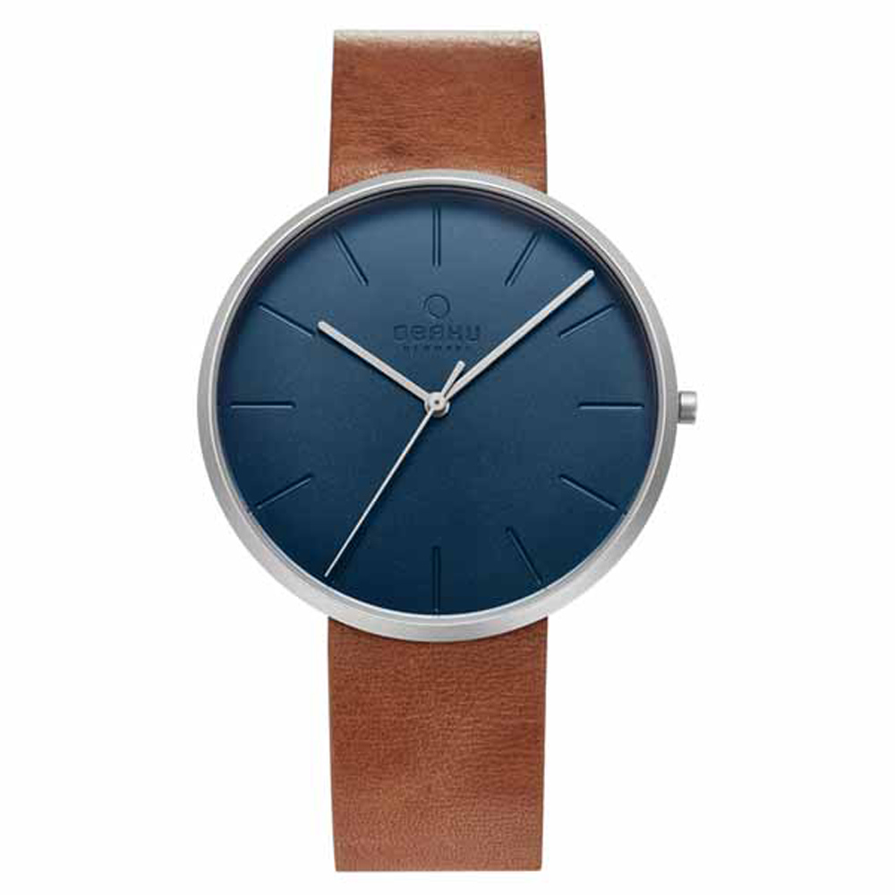 OBAKU 至臻奢華經典腕錶-棕色x藍色-V219GXCLRN