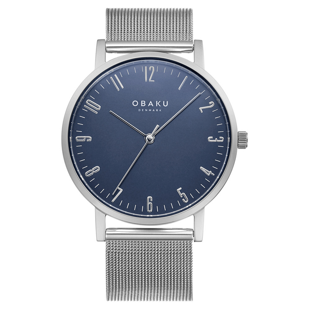 OBAKU 城市探索紳士時尚腕錶-銀X藍