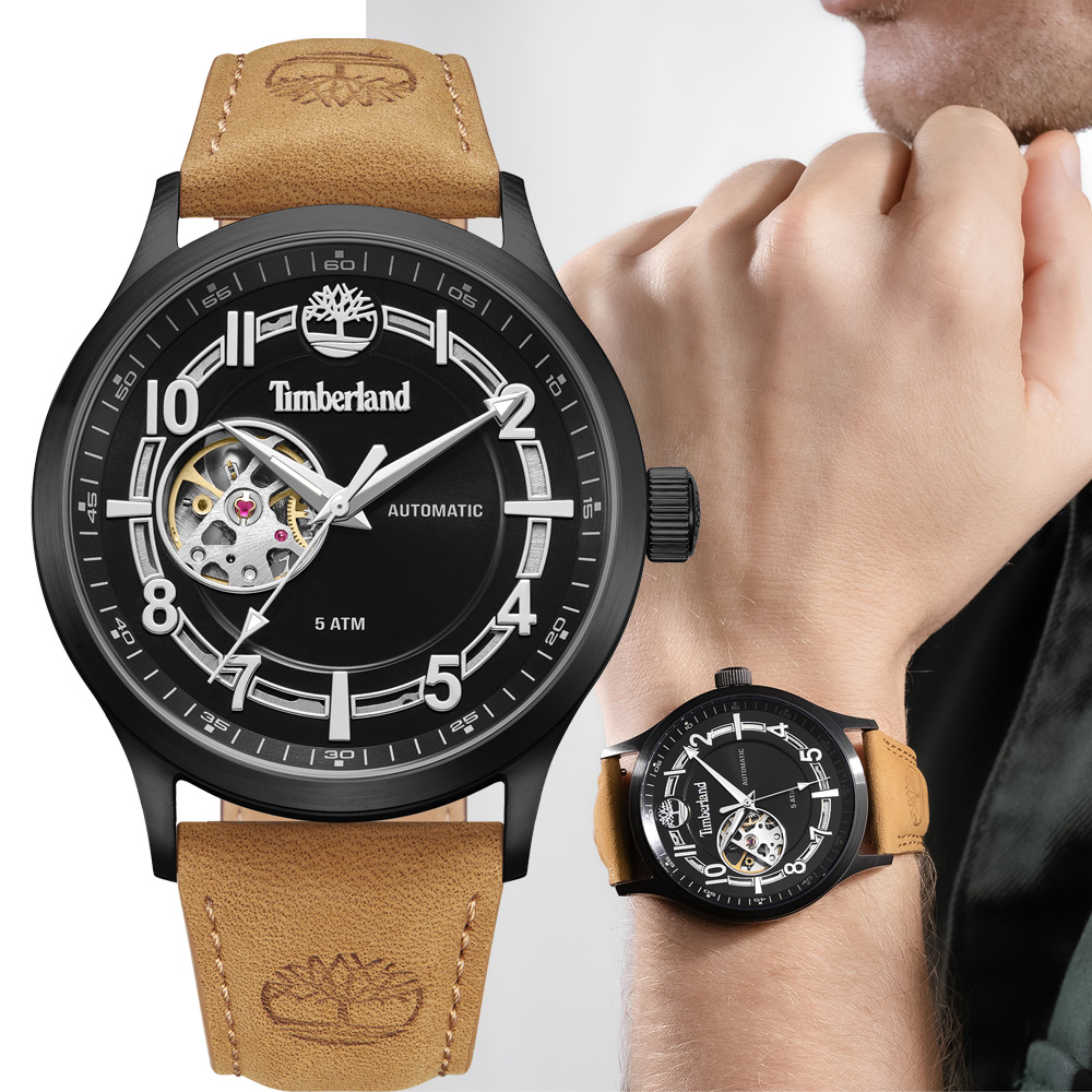 Timberland 天柏嵐 百搭開芯機械腕錶-45mm TDWGE0041901