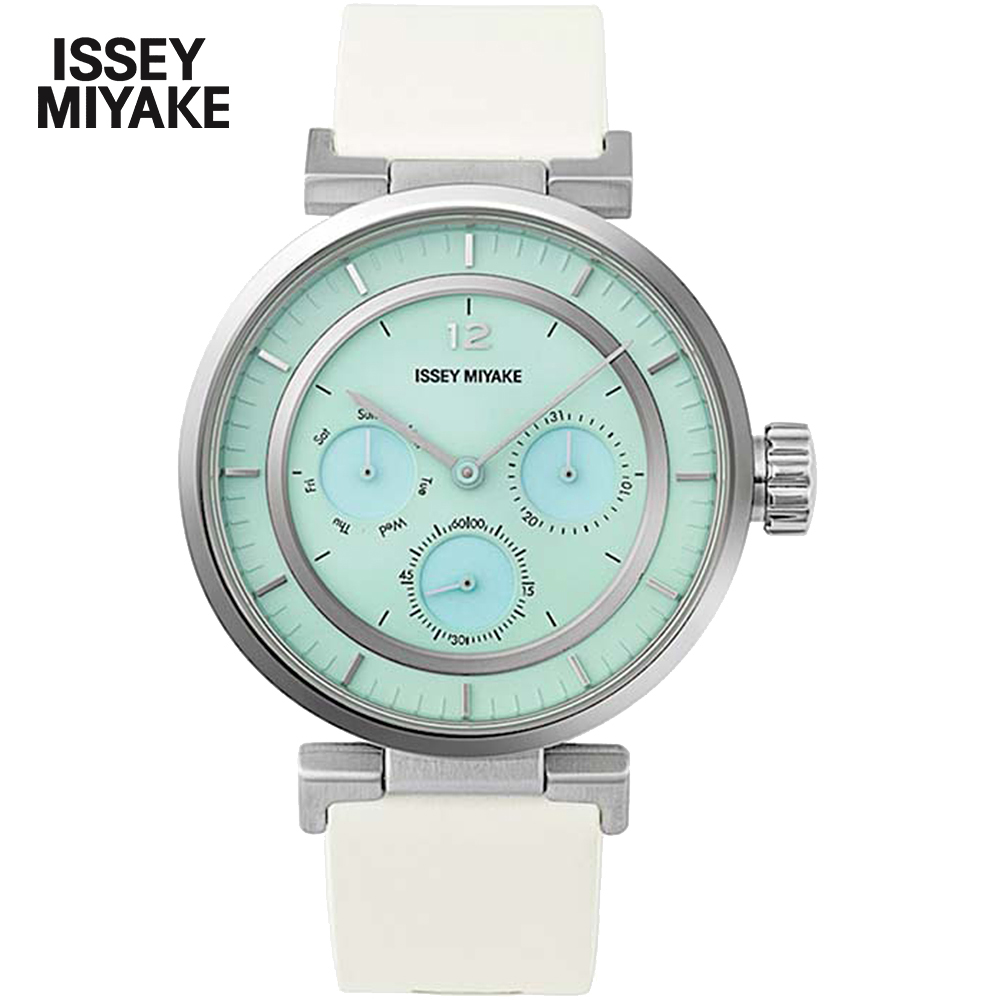 ISSEY MIYAKE 三宅一生 W mini 系列時尚腕錶/藍X白/39mm (VD75-0030G/NYAB703Y)