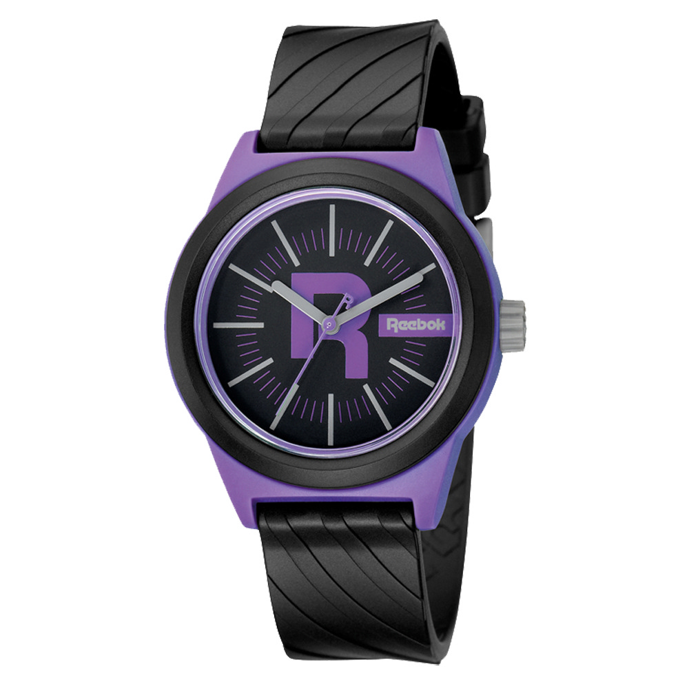 Reebok Swirl系列潮流漩渦運動腕錶-紫x黑