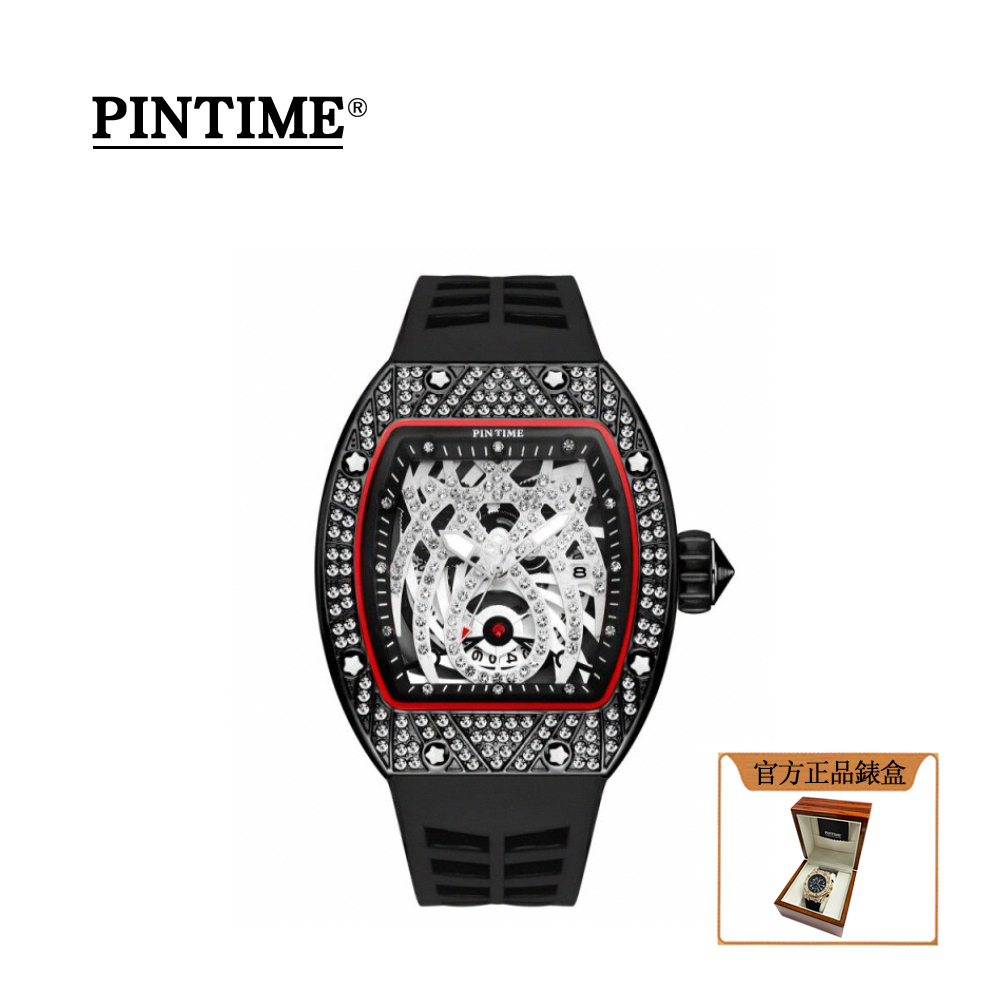 法國皇室御用鐘錶品牌 PTIME保時 霸氣酒桶造型理查德款橡膠腕錶-PT8101