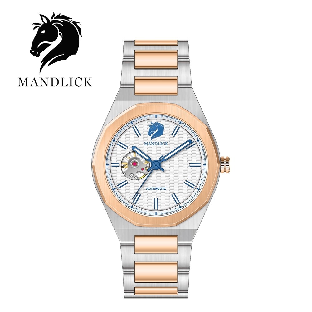 德國品牌 曼德利克MANDLICK 先鋒系列八角機械精鋼帶男士腕錶-間金玫