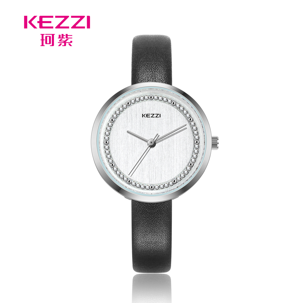 KEZZI 珂紫 K-1862 優雅精緻氣質簡約百搭學生女皮手腕錶-黑色