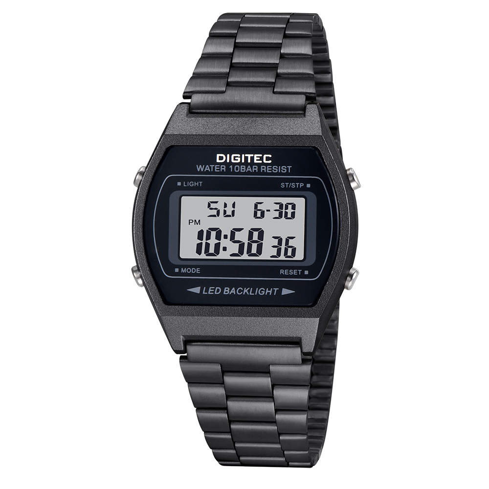 DIGITEC 數碼科技 MDG-6060R 經典復古時尚電子運動鐵腕男女錶 黑-2