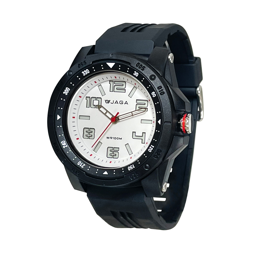 JAGA 捷卡 AQ1227 時間顯示 三針時尚手錶 黑白配色酷炫風格