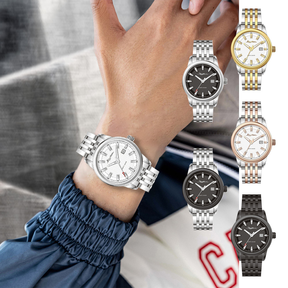 RHYTHM 麗聲 時尚商務簡約款不鏽鋼光動能手錶-ES1403