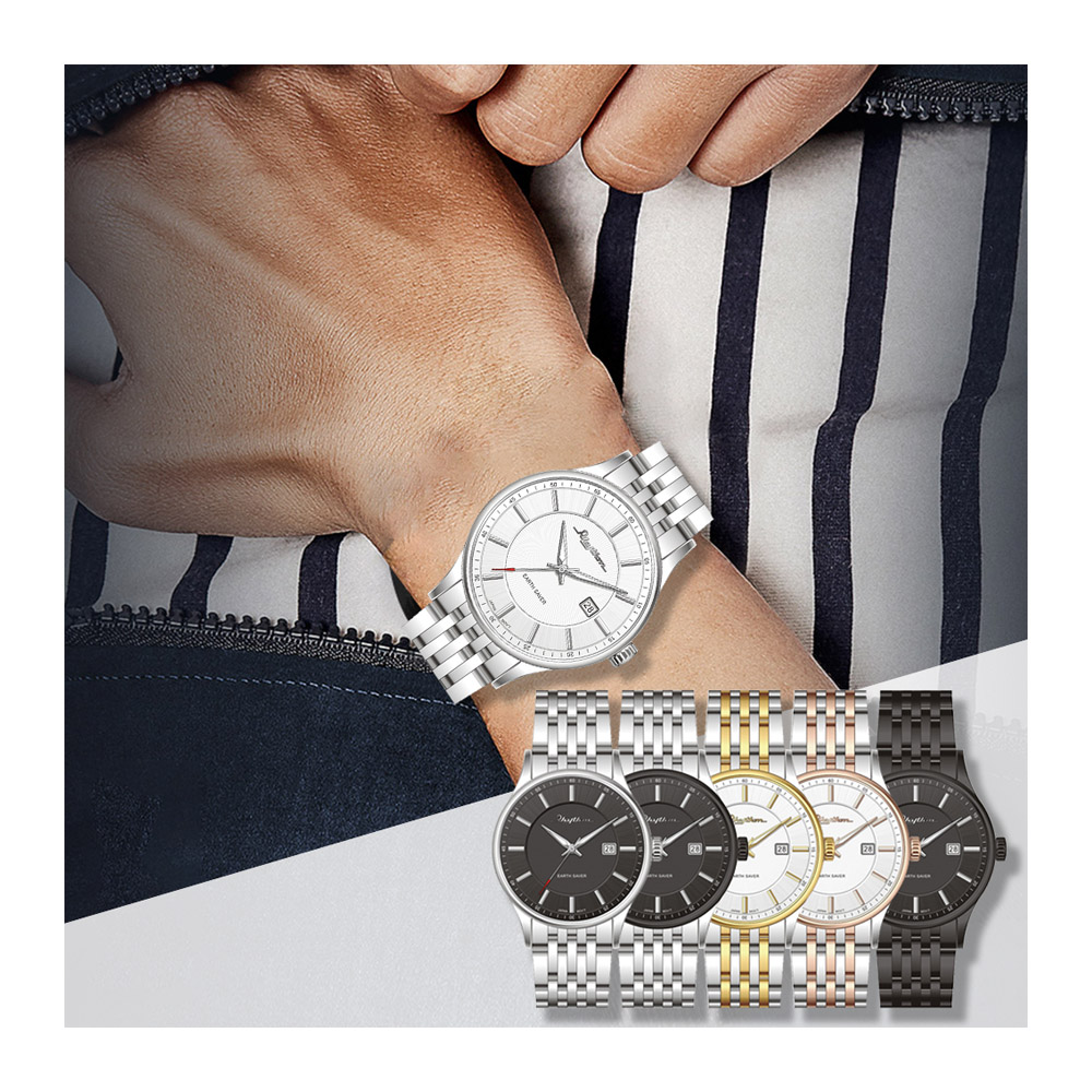 RHYTHM 麗聲 時尚紳士商務簡約款不鏽鋼光動能手錶-ES1404