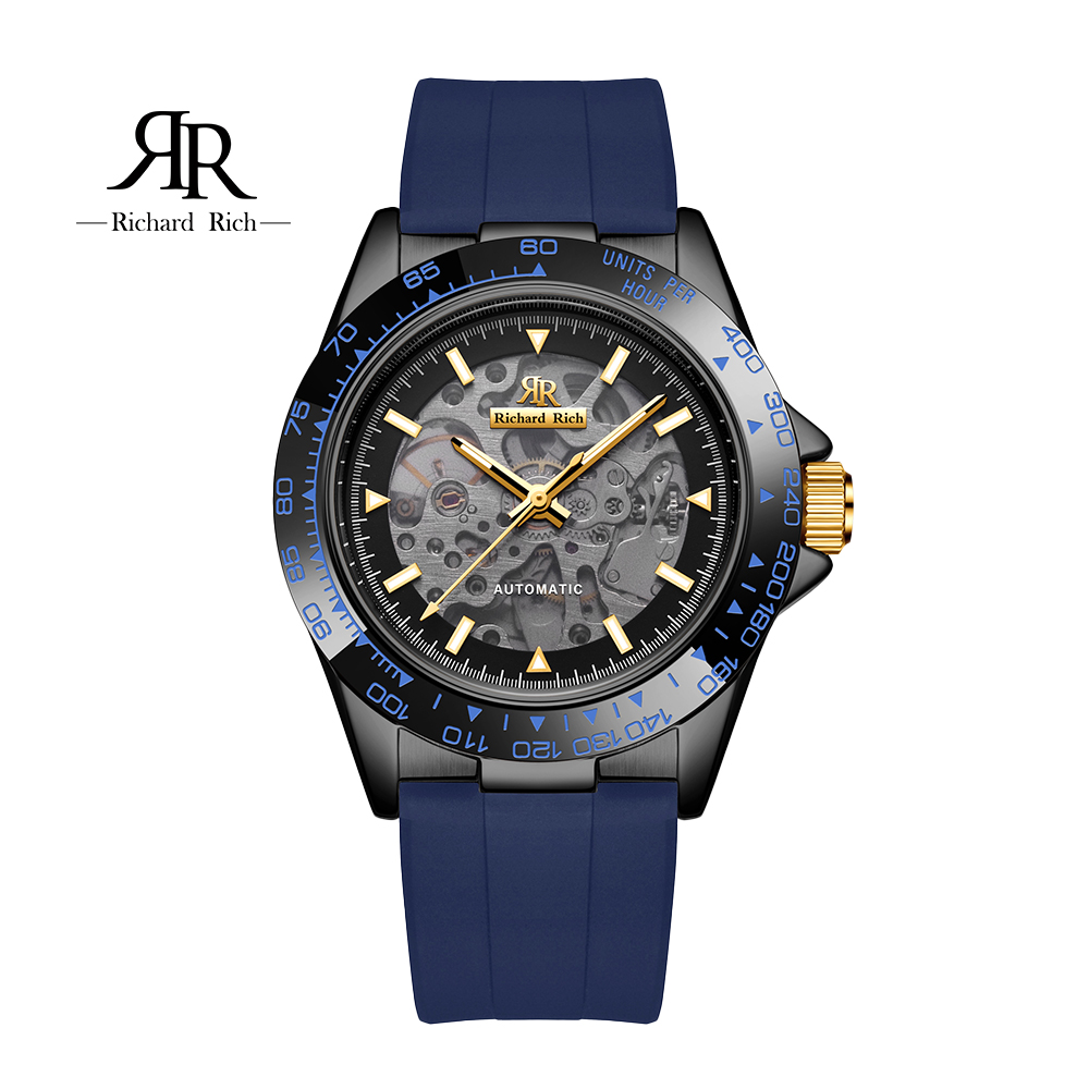 【Richard Rich】愛時 RR 18代 海軍上將系列-湛藍縷空錶盤自動機械氟矽膠腕錶 RCR-18
