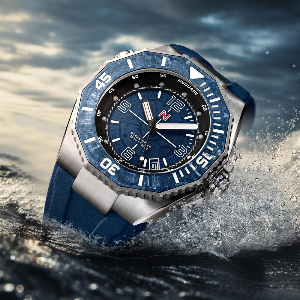 【NSQUARE】【愛時】海洋極速者 潛水Diver 探索速度賽艇冒險脈動 碳纖維瑞士自動腕錶 NS-27.3 蒼翠藍