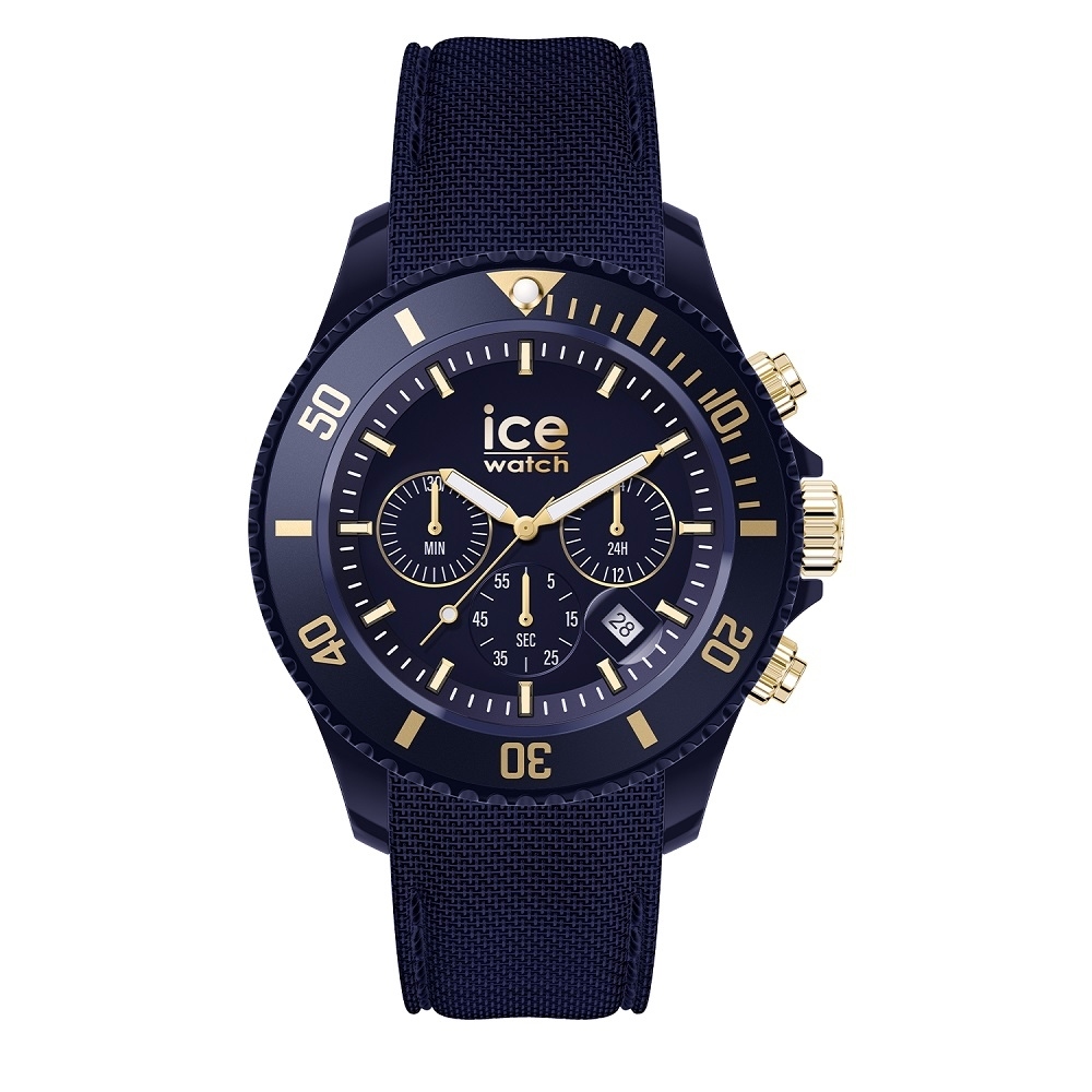 【Ice Watch】三眼計時活力系列 金刻度 40mm CH-深藍編織矽膠錶帶