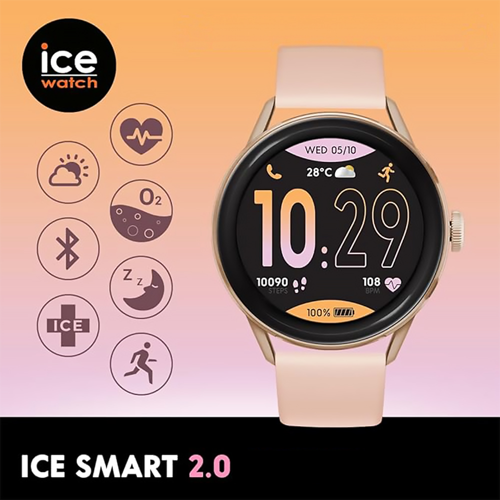 Ice-Watch Smart Watch 023068 多功能 玫金矽膠智能錶AMOLED-2.0