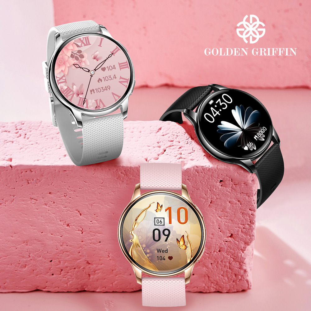 Golden Griffin 金獅鷲 Y11 智慧手錶 圓形 多功能 運動 健康 音樂控制 女性護理 智慧語音助手 快拆錶帶