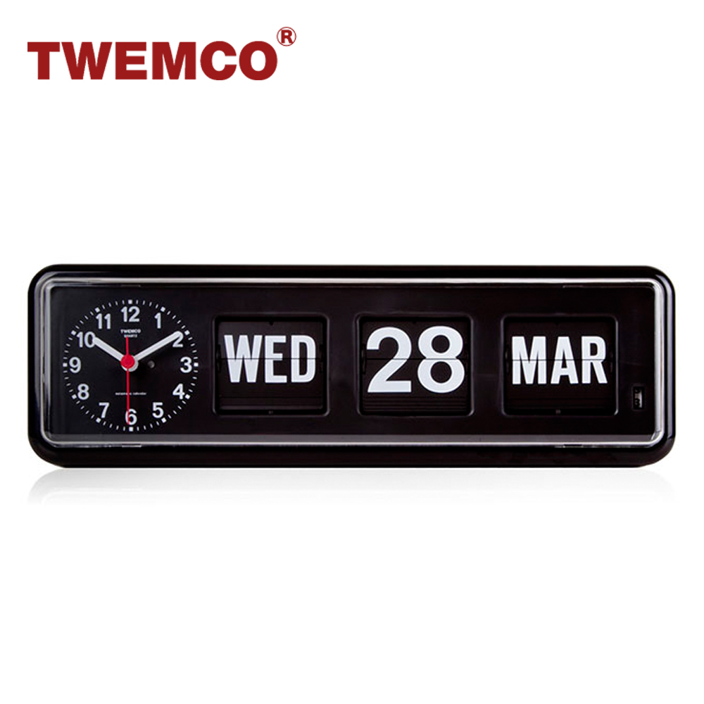 TWEMCO 機械式翻頁鐘 德國機芯 英文萬年曆 可壁掛及桌放 BQ-38 黑色