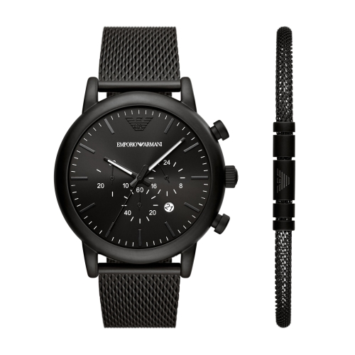 EMPORIO ARMANI 黑鋼經典套組腕錶43mm(AR80041)