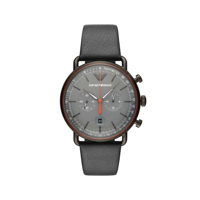 【Emporio Armani】美式經典工業風兩眼時尚腕錶-工業灰/AR11168