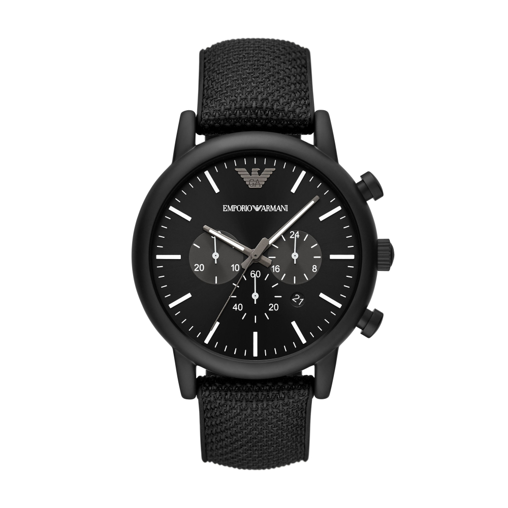 EMPORIO ARMANI經典設計矽膠錶帶腕錶46mm(AR11450)