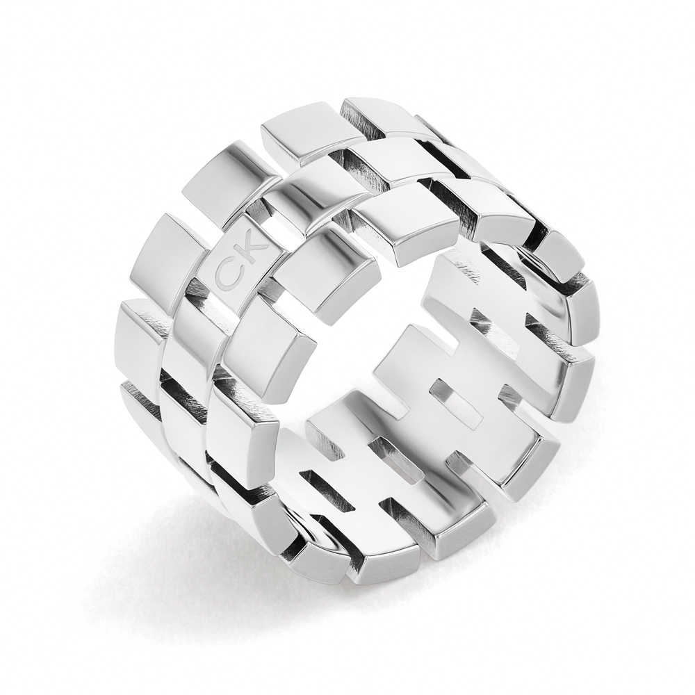 Calvin Klein 凱文克萊 CK Geometric 三層磚造型戒指(35000324)