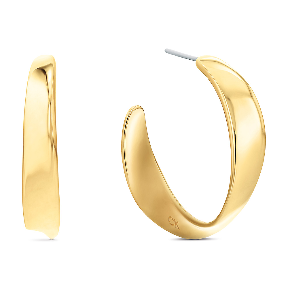 Calvin Klein 凱文克萊 CK Ethereal Metals C字扭轉穿式耳環(35000534)