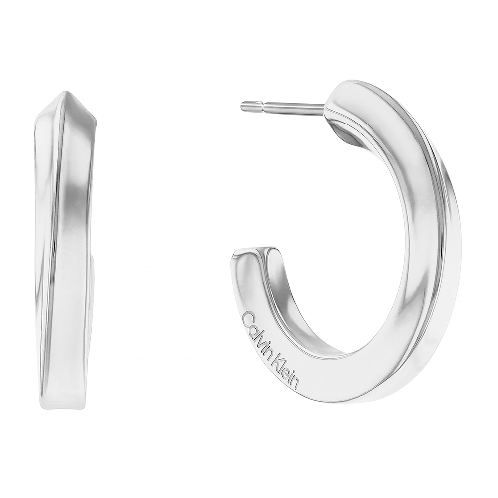 Calvin Klein CK TWISTED RING 扭紋環形耳環-銀(35000310)