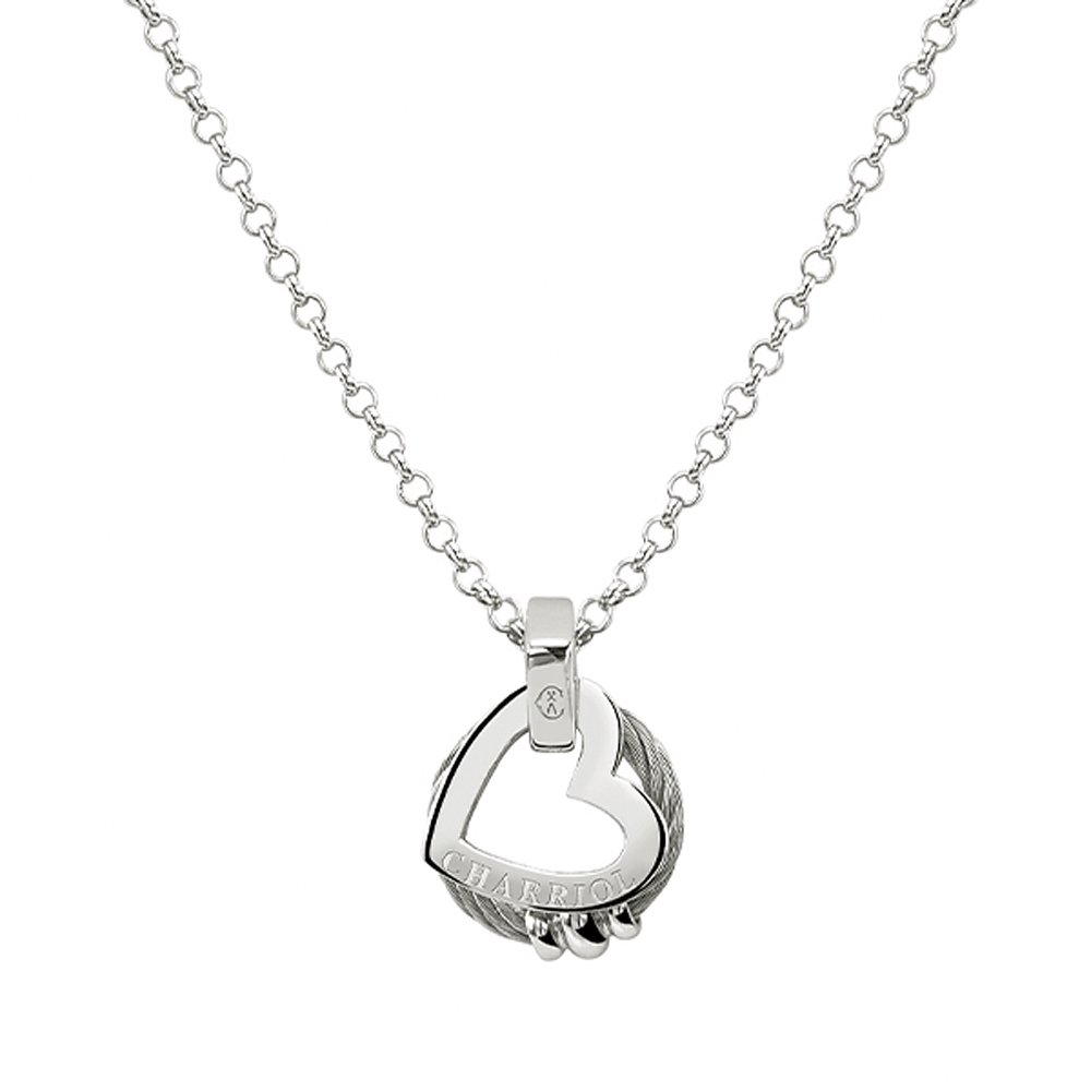 CHARRIOL 夏利豪 Silver necklace with Rh platiing 100 ways to love 鋼索項鍊