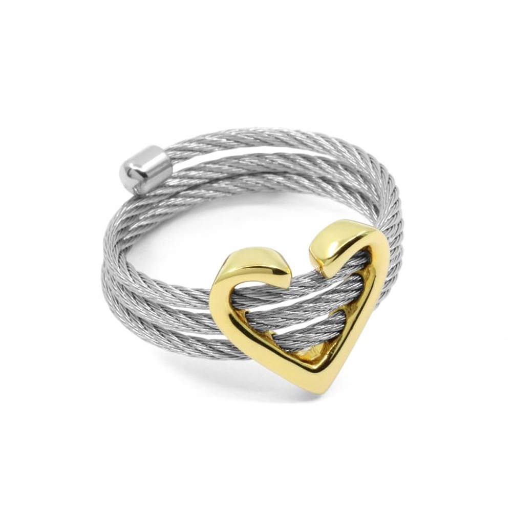 CHARRIOL 夏利豪 Silver Ring with23K yellow gold plating 鋼索戒指 02-124-1263-1