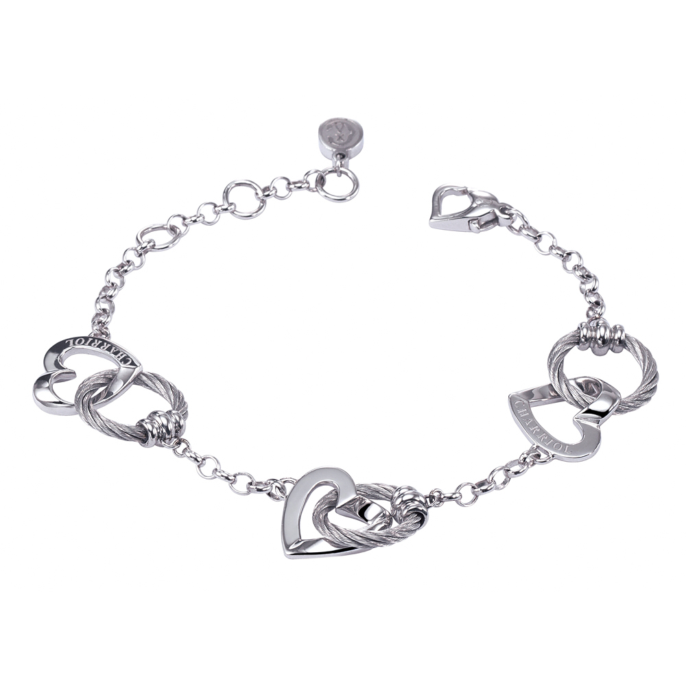CHARRIOL 夏利豪 Silver Bracelet with Rh platiing 100 ways to love 鋼索手鍊